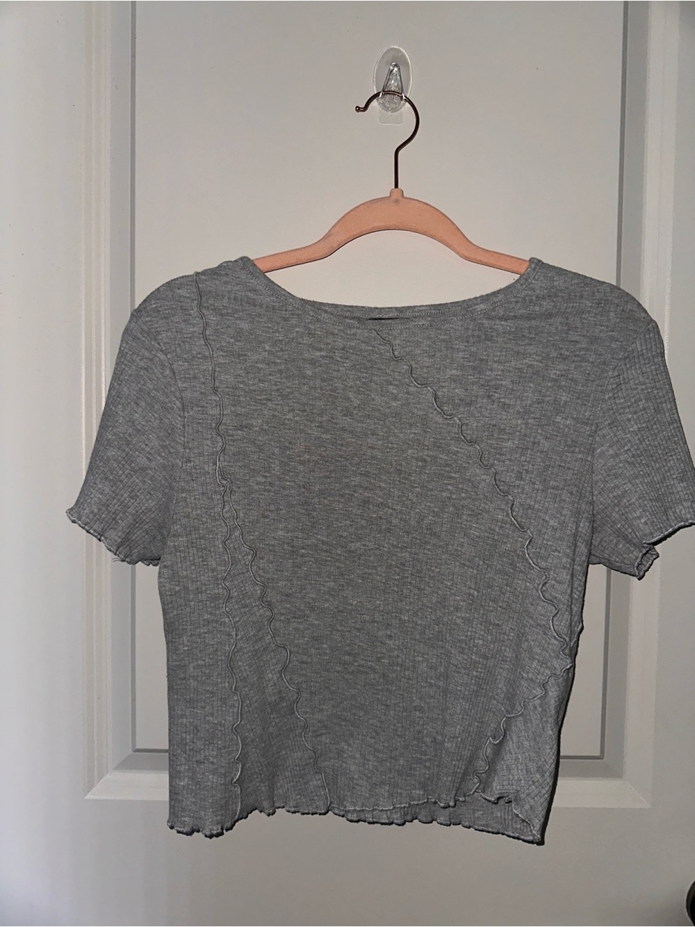 Wild Fable Women's Gray Short-Sleeve Ribbed Tee